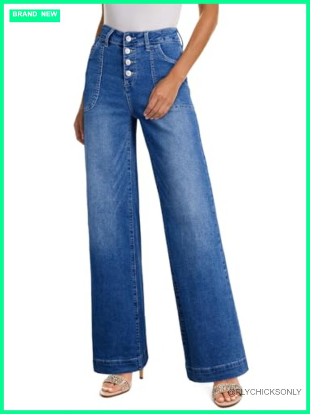 Women's Straight Leg High Rise Stretch Denim Jeans 29" Inseam